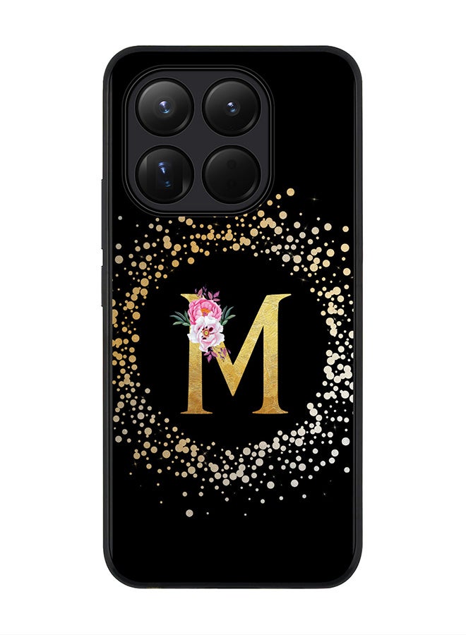 For Xiaomi 15T Case,Slim fit Camera Protection, Shockproof Thin Phone cover  - Custom Monogram Floral - M ( Black )